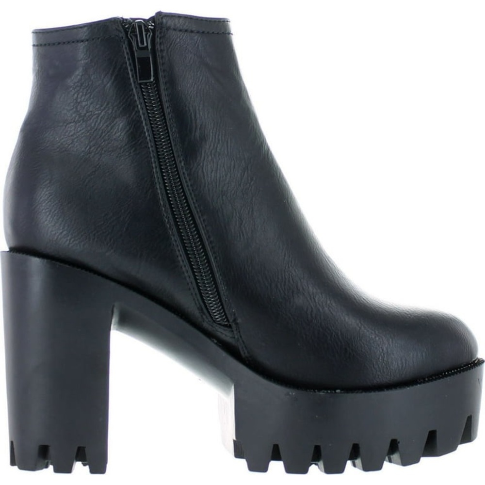 Refresh FABIA-01 Women's Elastic Side Zip Lug Sole Platform Chunky Ankle Boots